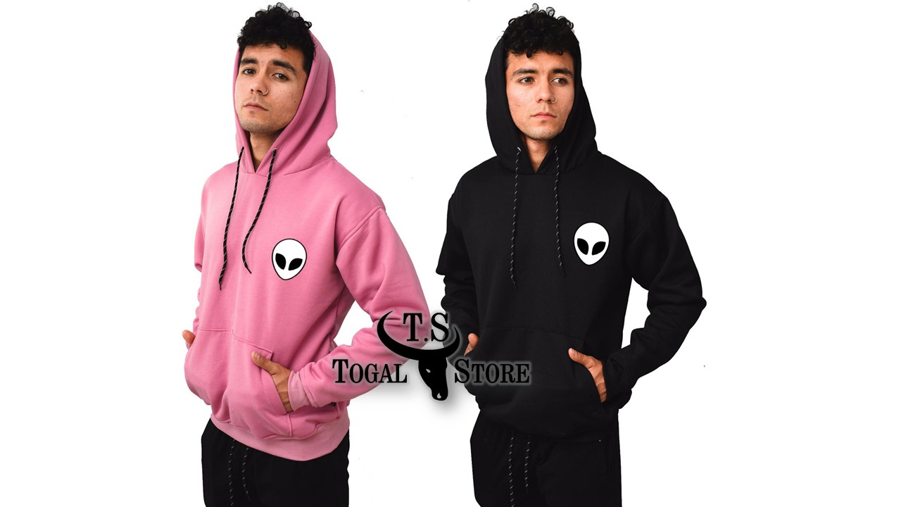 Sudadera Ovni Bordado Alien de Moda Hoodie Con Capucha y Cangurarera  
