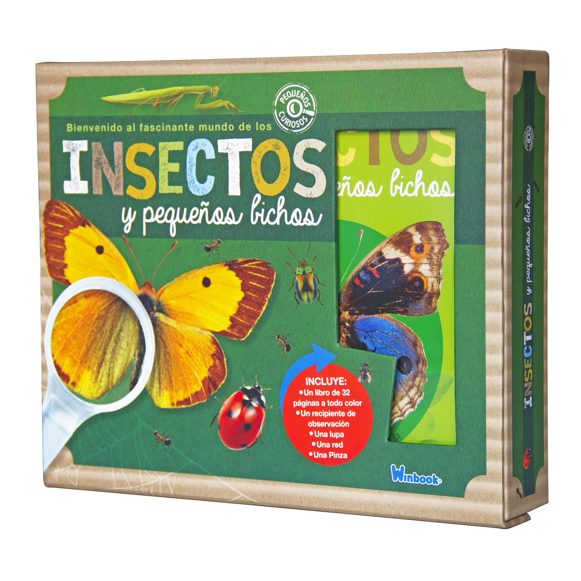 Insectos y Pequeños Bichos, Kit + Libro + Lupa + Red, con accesorios