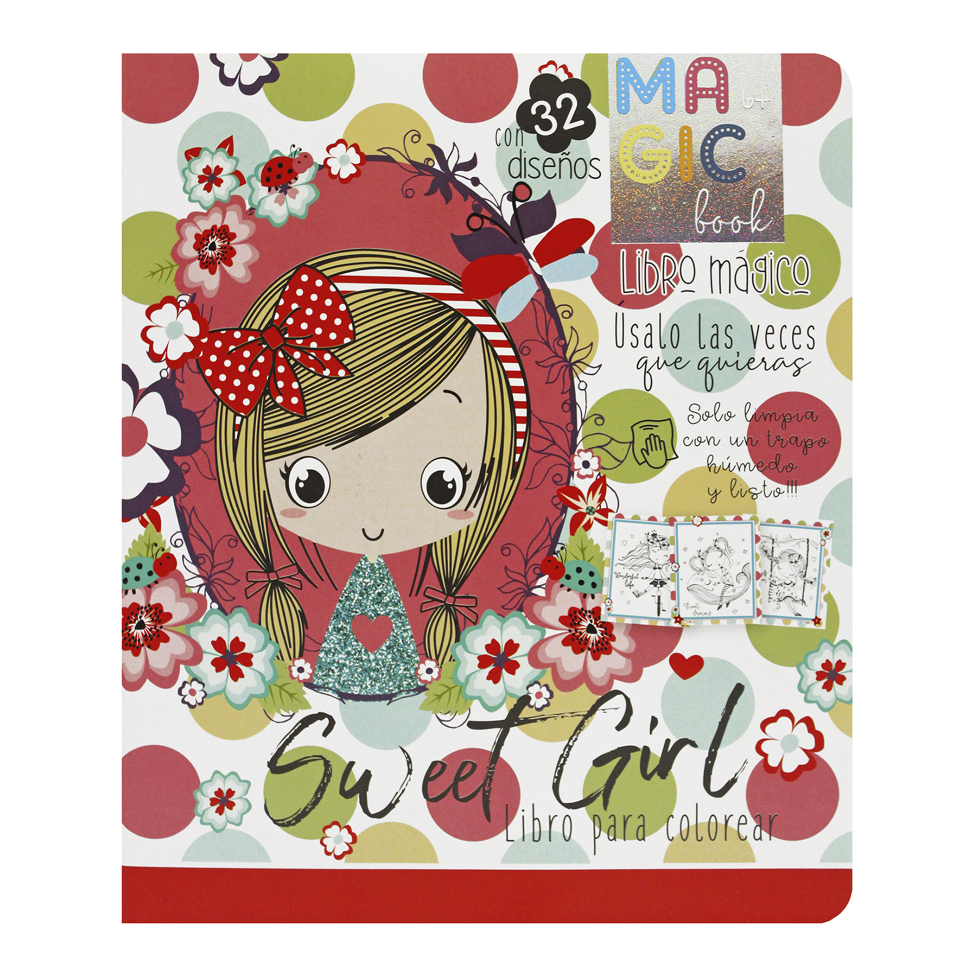 Dinosaurios, Marcianos, Gatitos, 4 Libros para colorear borrables + 24 plumones + 12 colores