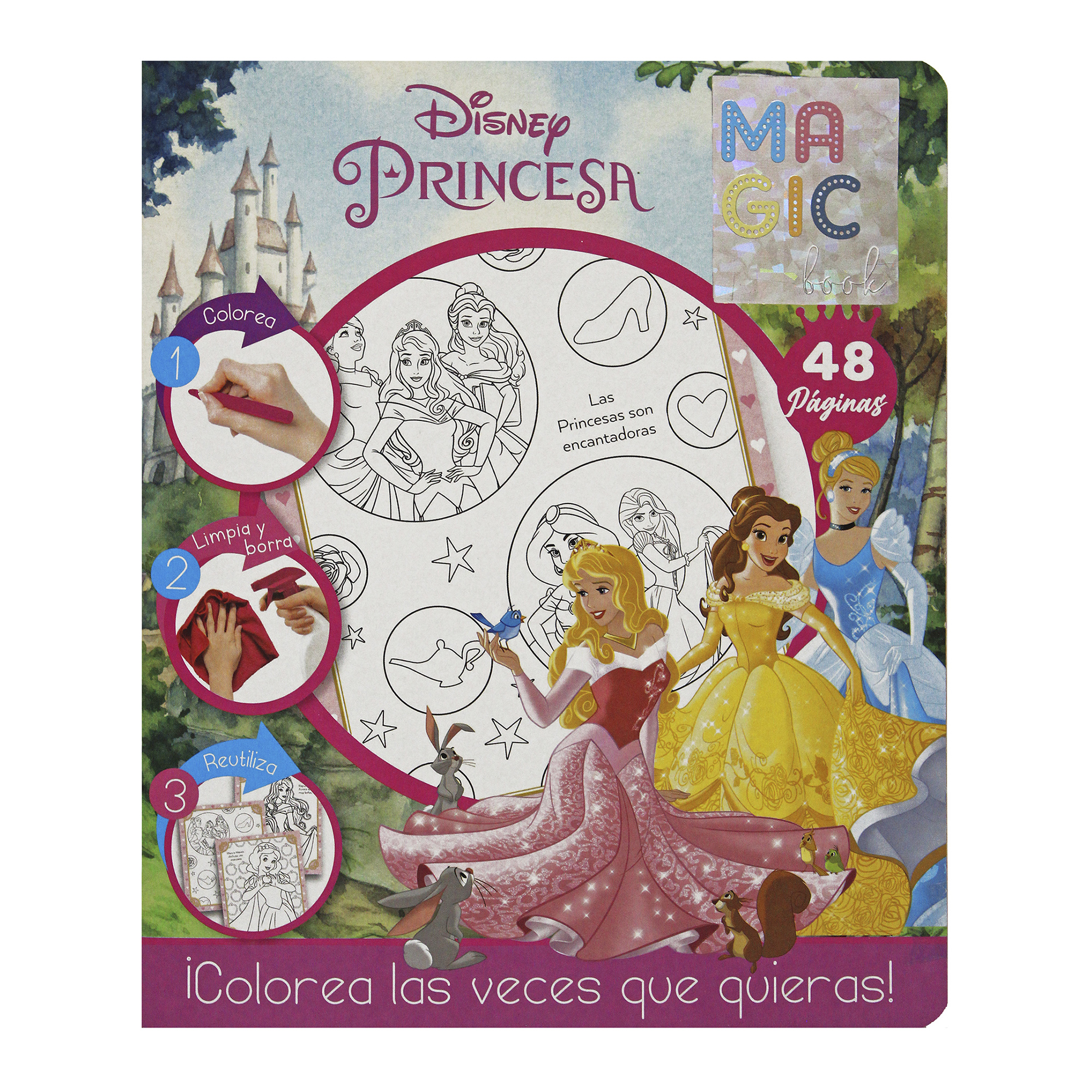 Frozen, Princesas, Minnie, 3 Libros para colorear borrables + 24 plumones + 12 colores