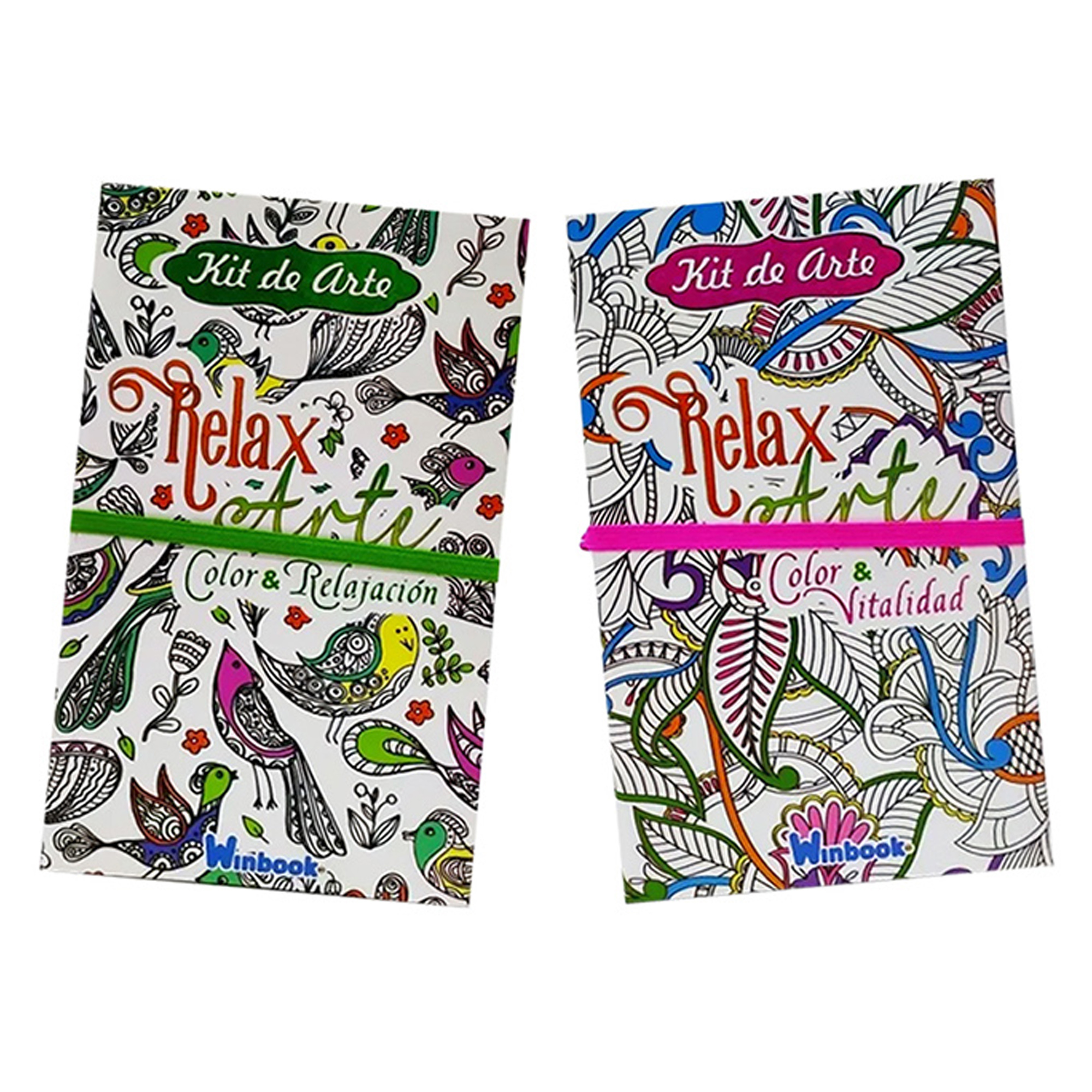 2 Estuches Mandalas para colorear con más de 120 diseños + 24 colores de madera