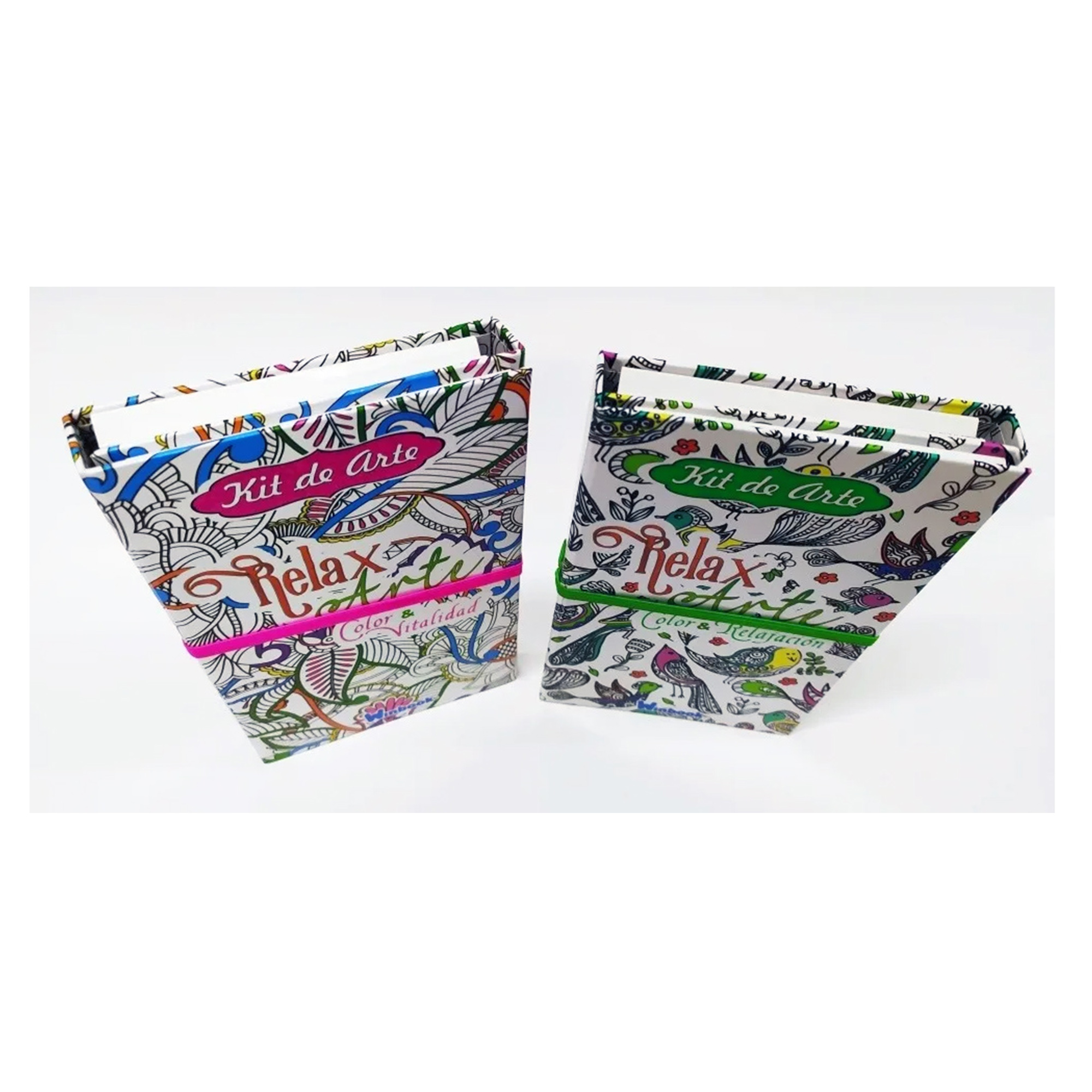 2 Estuches Mandalas para colorear con más de 120 diseños + 24 colores de madera