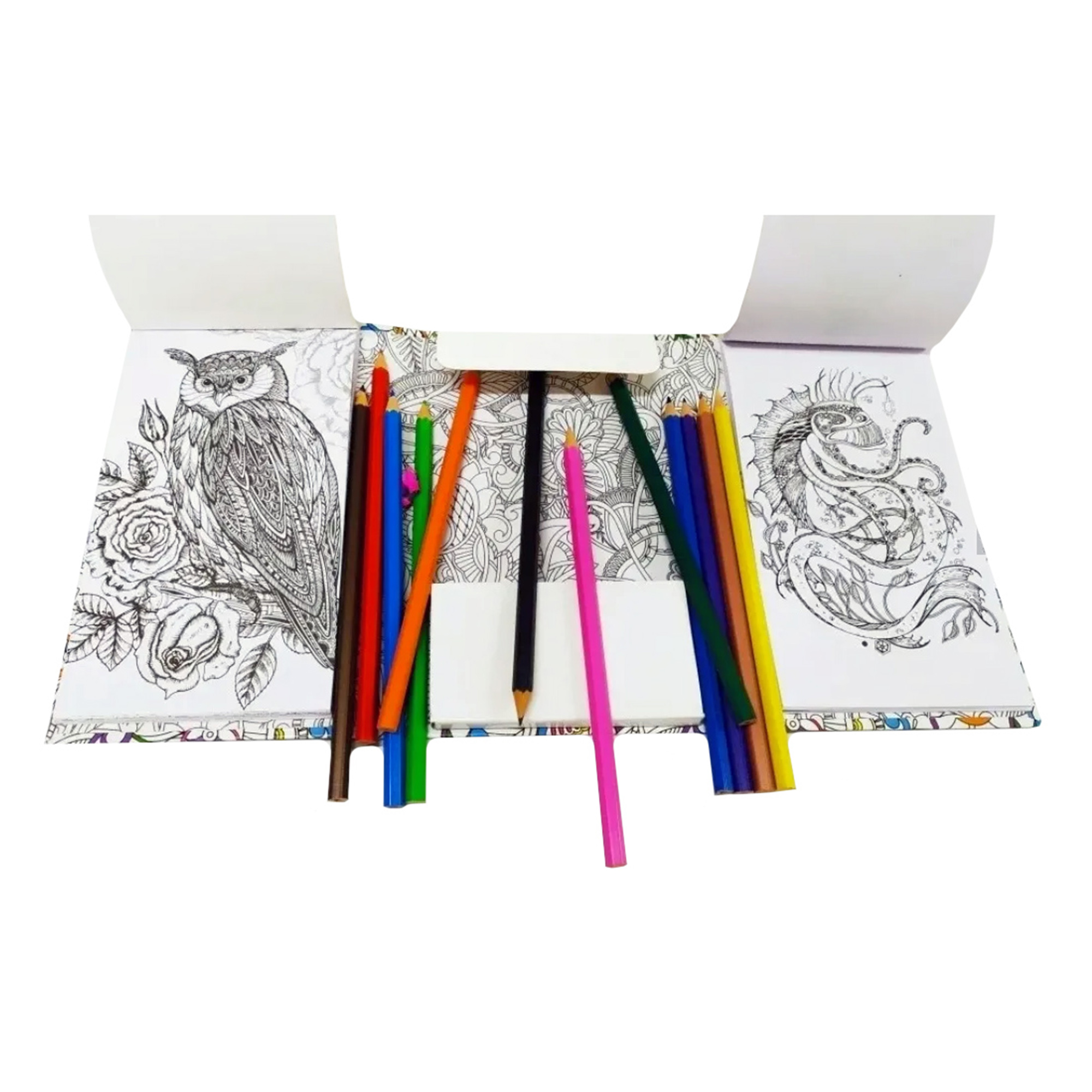 Mandalas Animales con más de 60 diseños + 12 colores de madera, libro para colorear