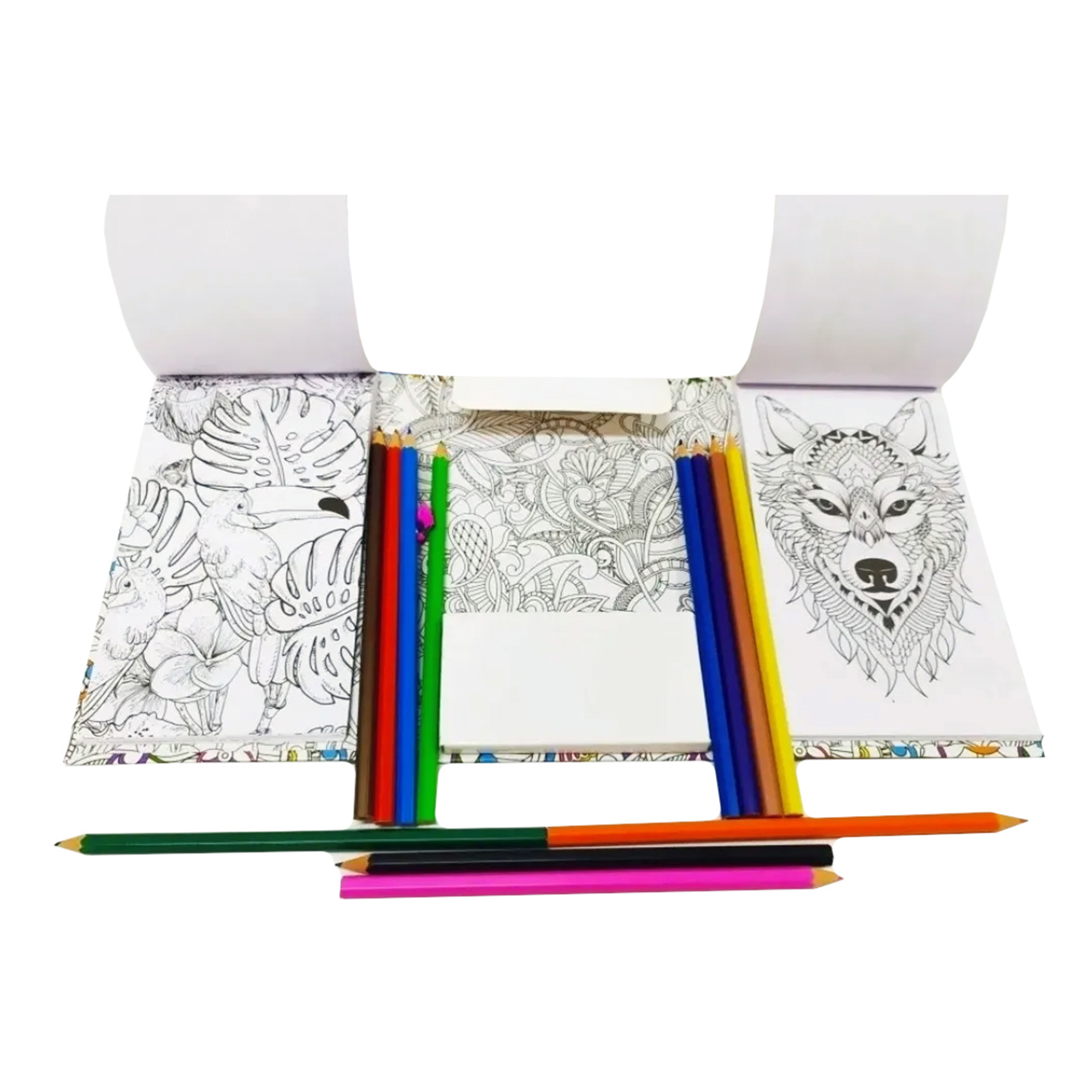 Mandalas Animales con más de 60 diseños + 12 colores de madera, libro para colorear