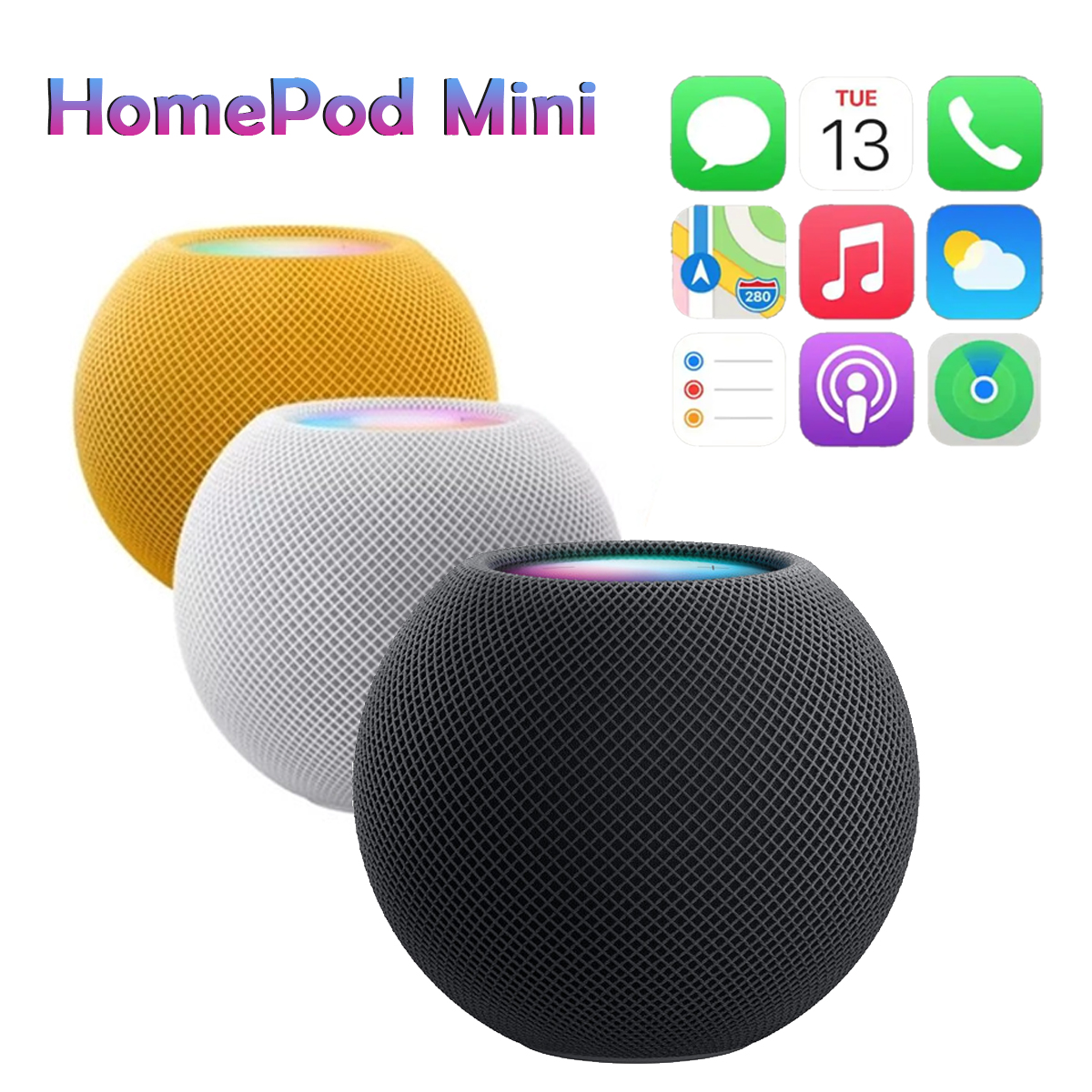 Apple Homepod Mini Bluetooth, Apple Altavoz Inteligente, Siri Soportado, LAN Inalámbrica