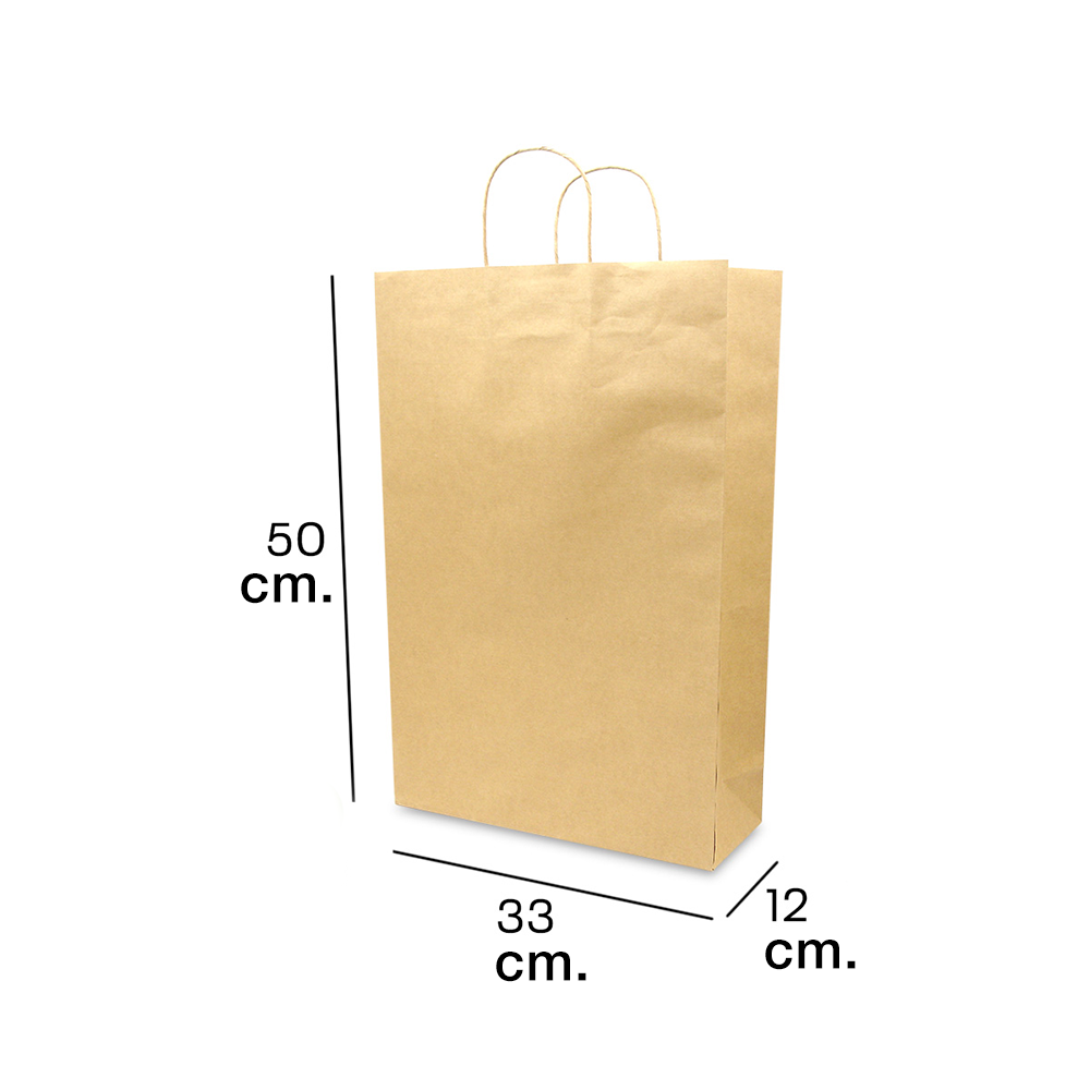 Bolsa de papel kraft jumbo con asa 33 x 50 x 12 con 120 piezas