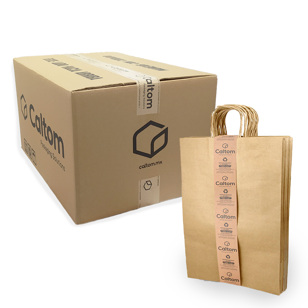 Bolsa de papel kraft jumbo con asa 33 x 50 x 12 con 120 piezas