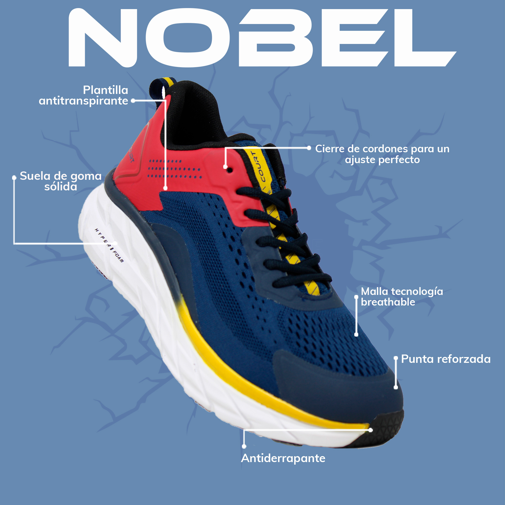 Court | Tenis De Entrenamiento Deportivo Nobel Ligero Para Hombre Blanco