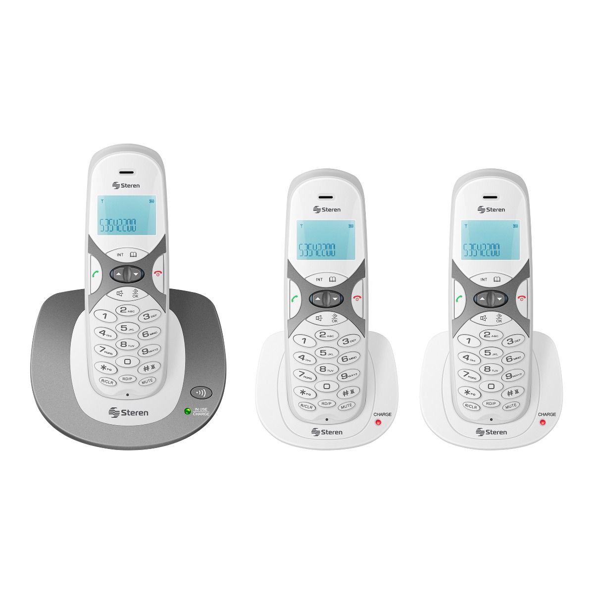 Teléfono inalámbrico DECT 6.0 con 2 extensiones adicionales.