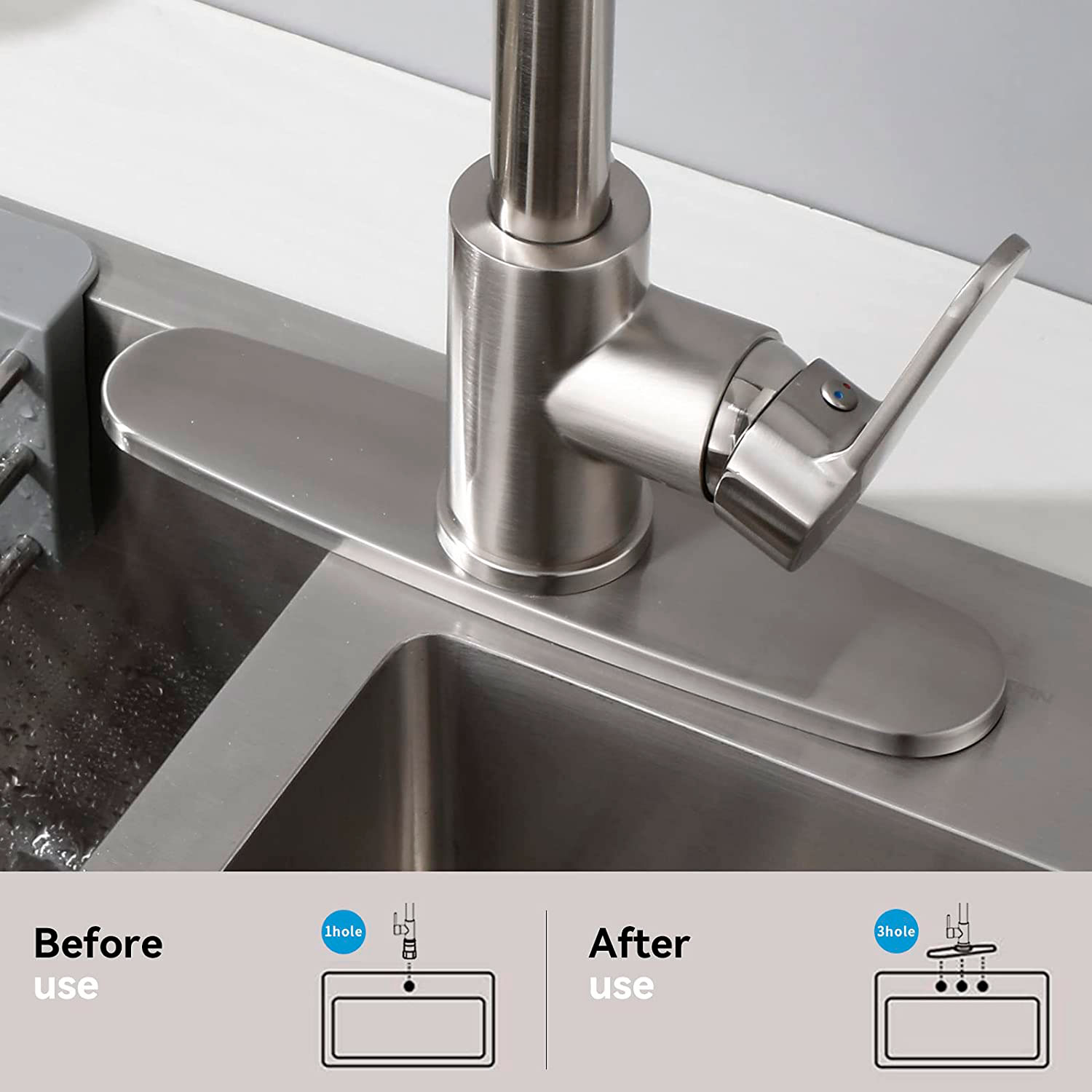 Placa De Fregadero Acabado Cromado - Cubierta Para Tapar Orificios Del Fregadero