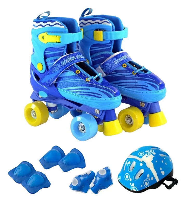 Patines De 4 Ruedas Ajustable Del 23-26 Protecciones Juguete Niño Niña