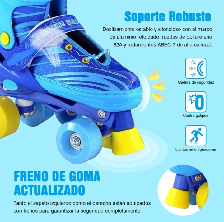 Patines De 4 Ruedas Ajustable Del 23-26 Protecciones Juguete Niño Niña