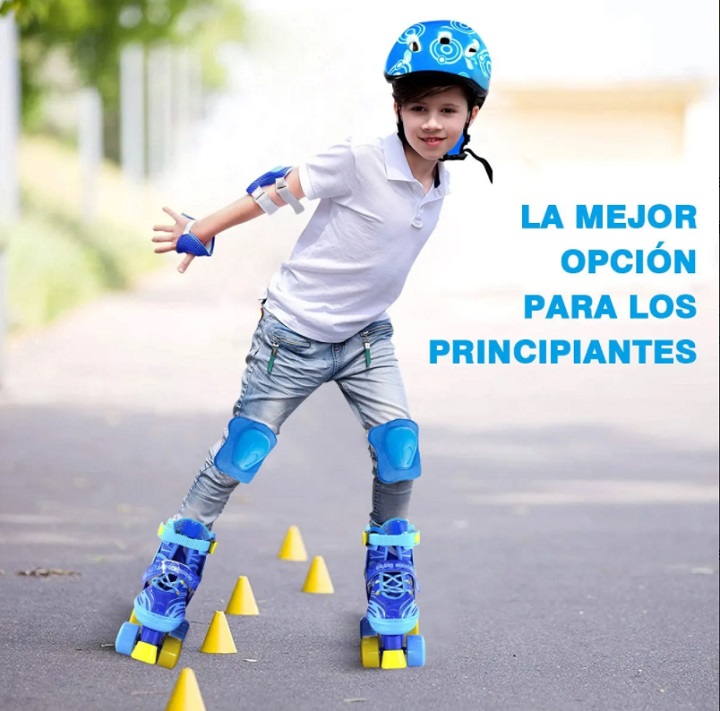 Patines De 4 Ruedas Ajustable Del 23-26 Protecciones Juguete Niño Niña