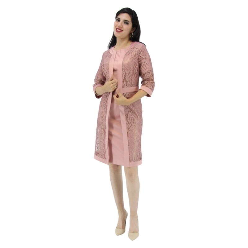 Vestido palo de rosa con ensamble