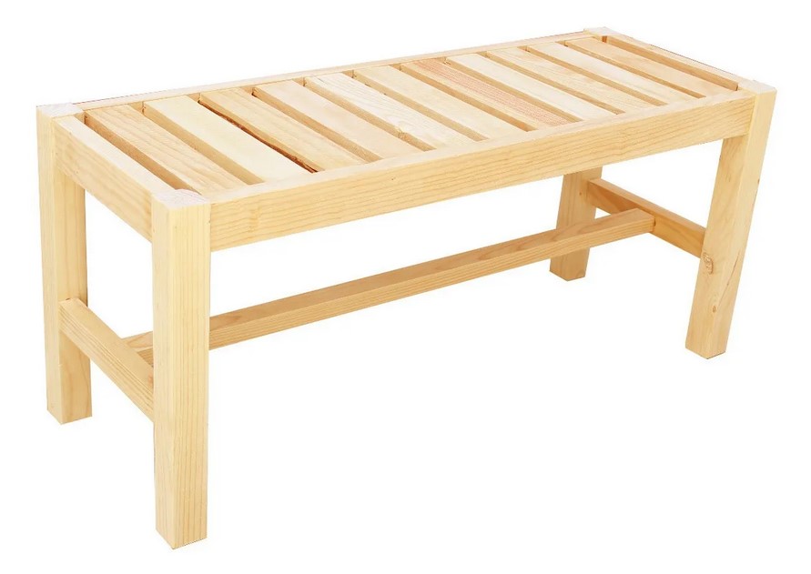 Banca Doble en Madera Pino Sin Barniz Para Comedor 