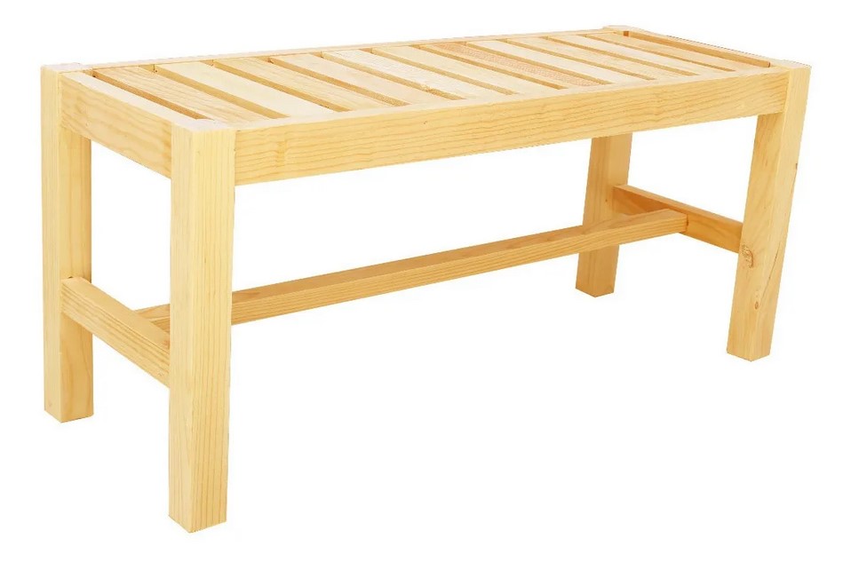 Banca Doble en Madera Pino Sin Barniz Para Comedor 