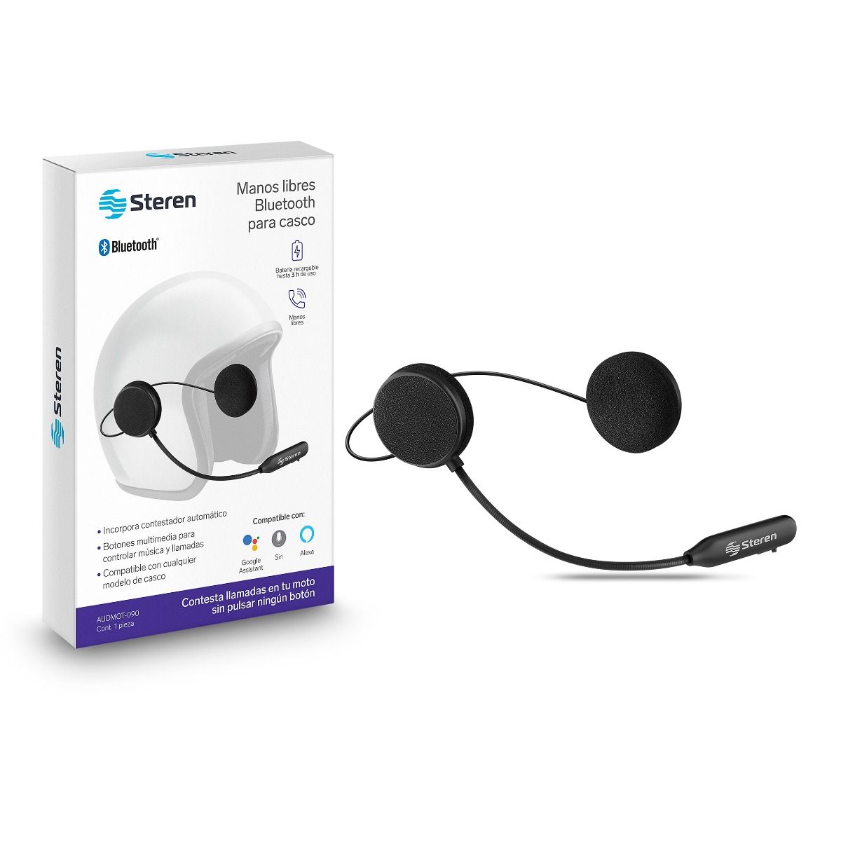 Manos libres Bluetooth para casco, con contestador automático