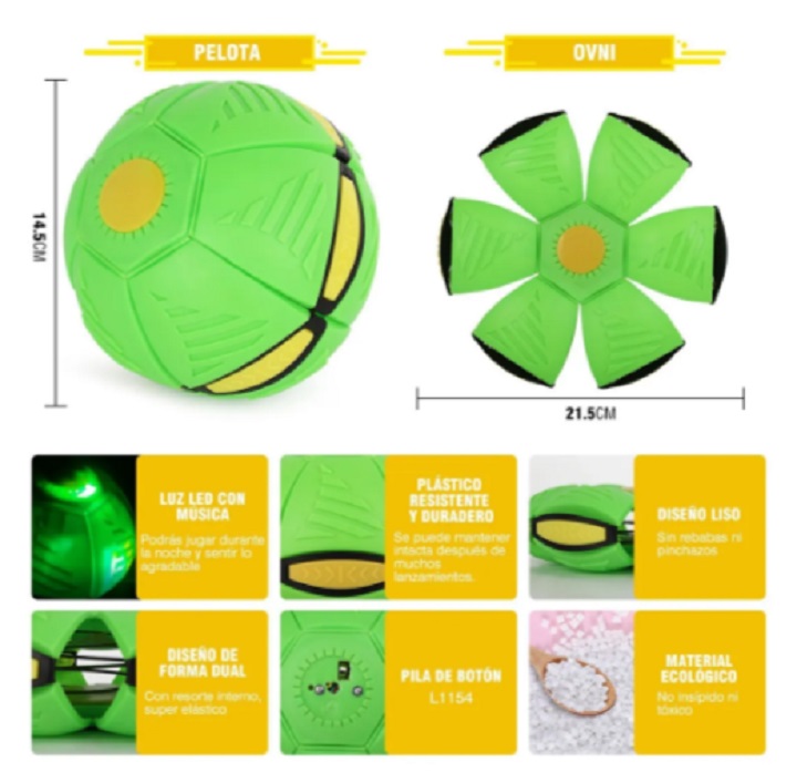 Pelota Deformable Con Luces Juguete Didáctico Para Niños Verde