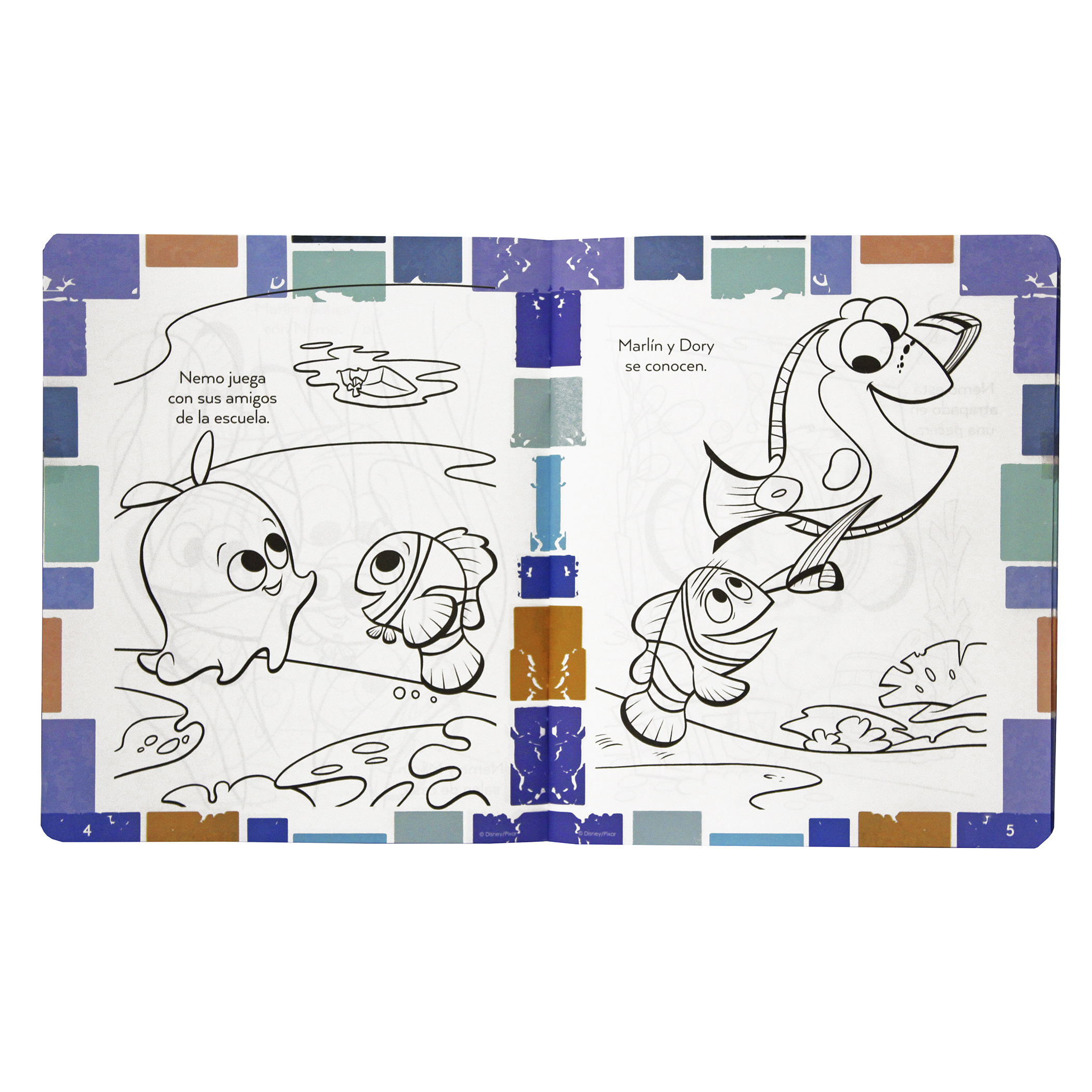 Buscando a Nemo, Monsters Inc, Ratatouille, Wall-E, Libro para colorear borrable + 24 plumones + 12 colores