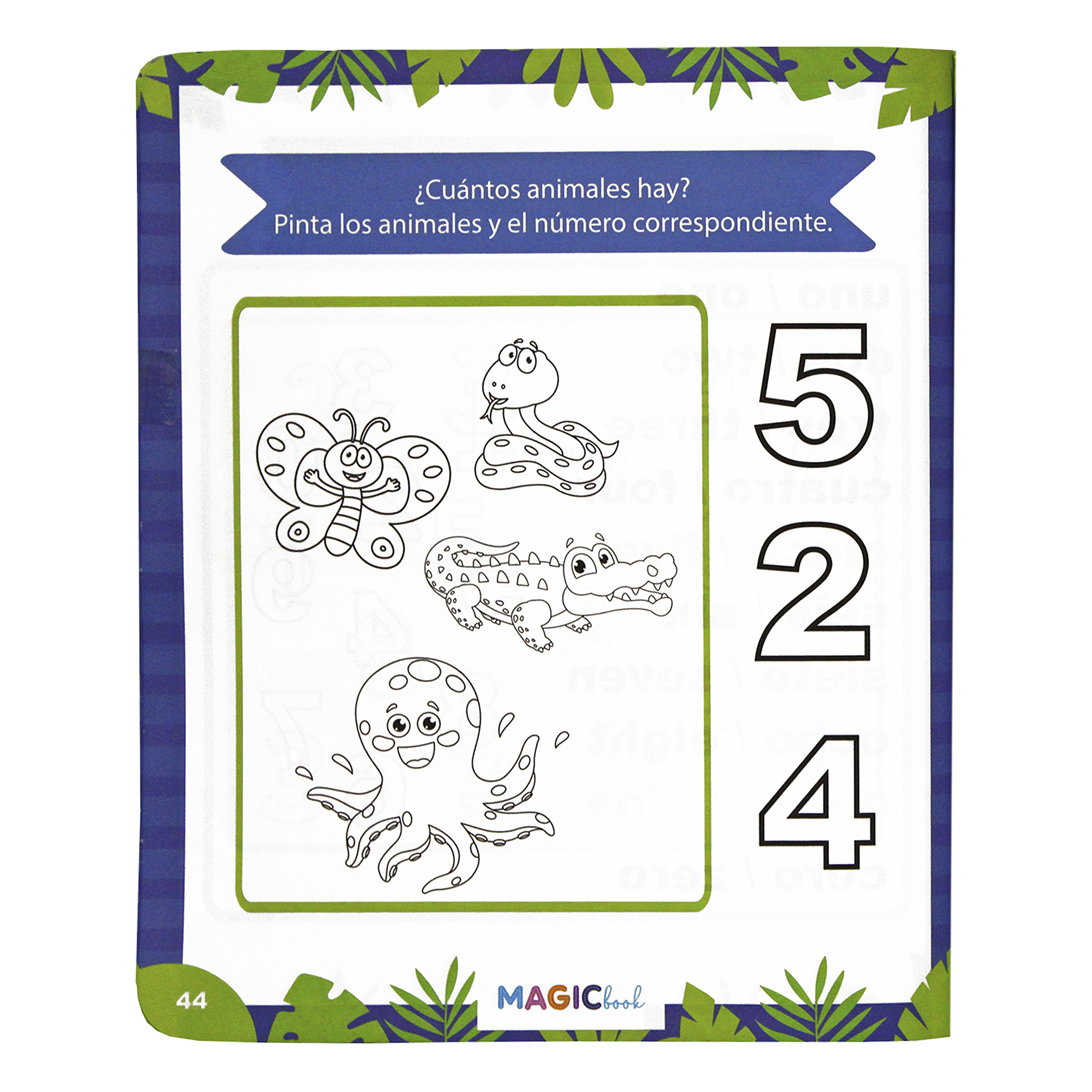 Los Números, Libro para colorear y actividades bilingüe, borrable, + 24 plumones + 12 colores