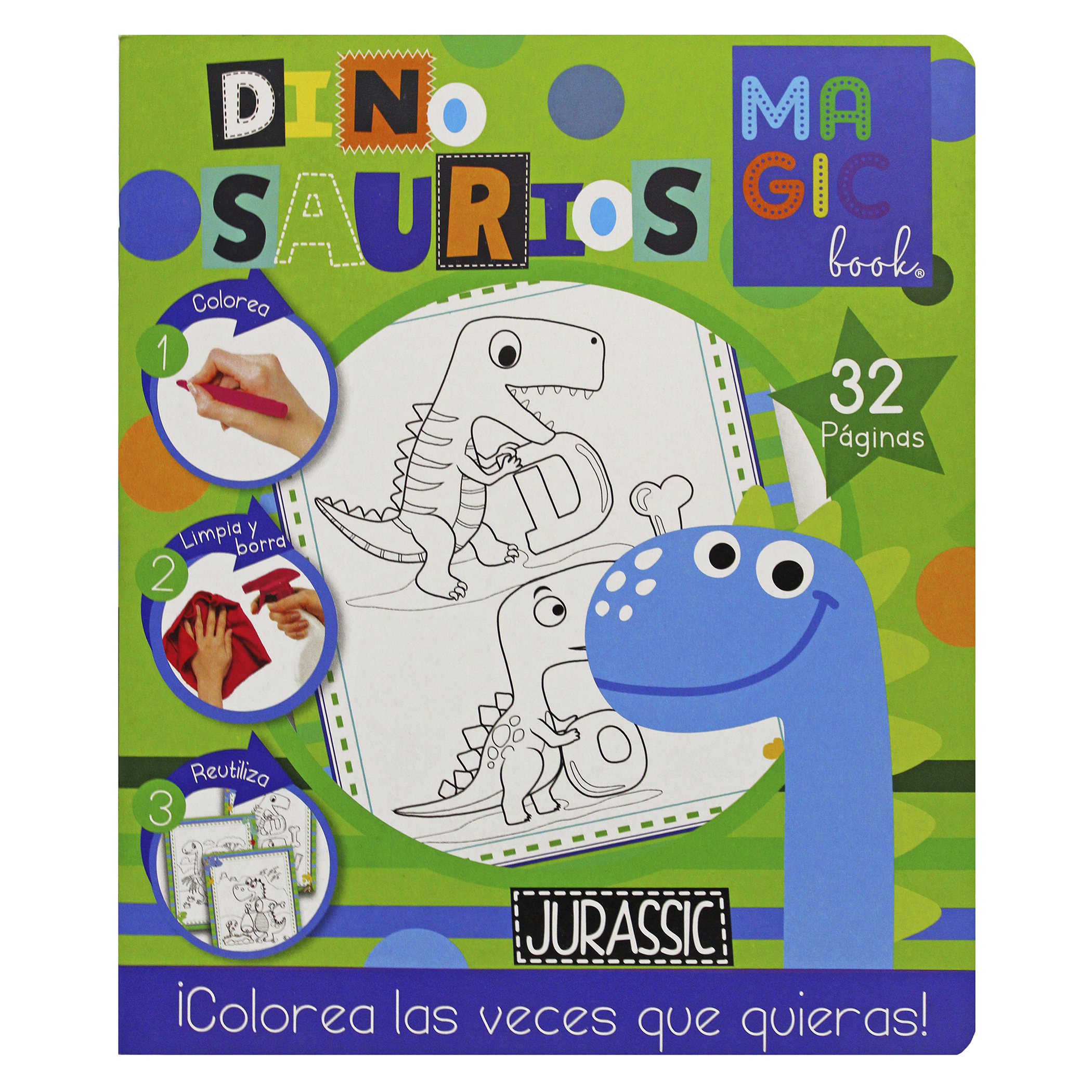 Dinosaurios y Cuerpo Humano, 2 libros bilingües para colorear, borrables