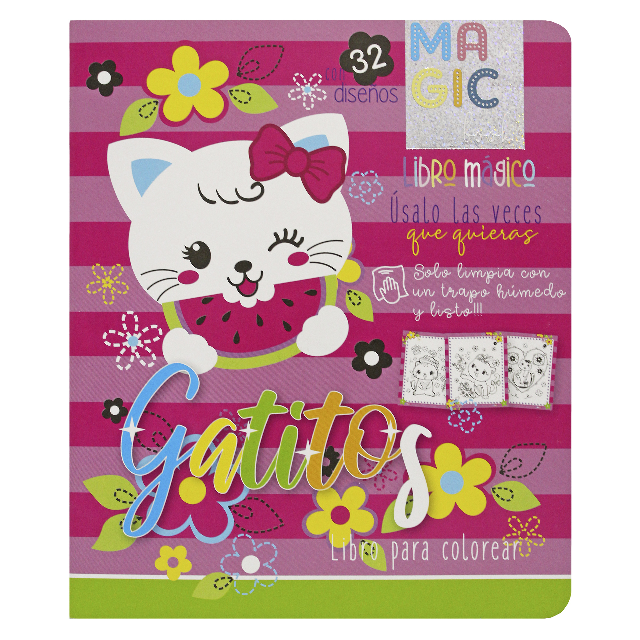 Frozen, Gatitos, 2 libros para colorear borrables, incluye 24 plumones y 12 colores