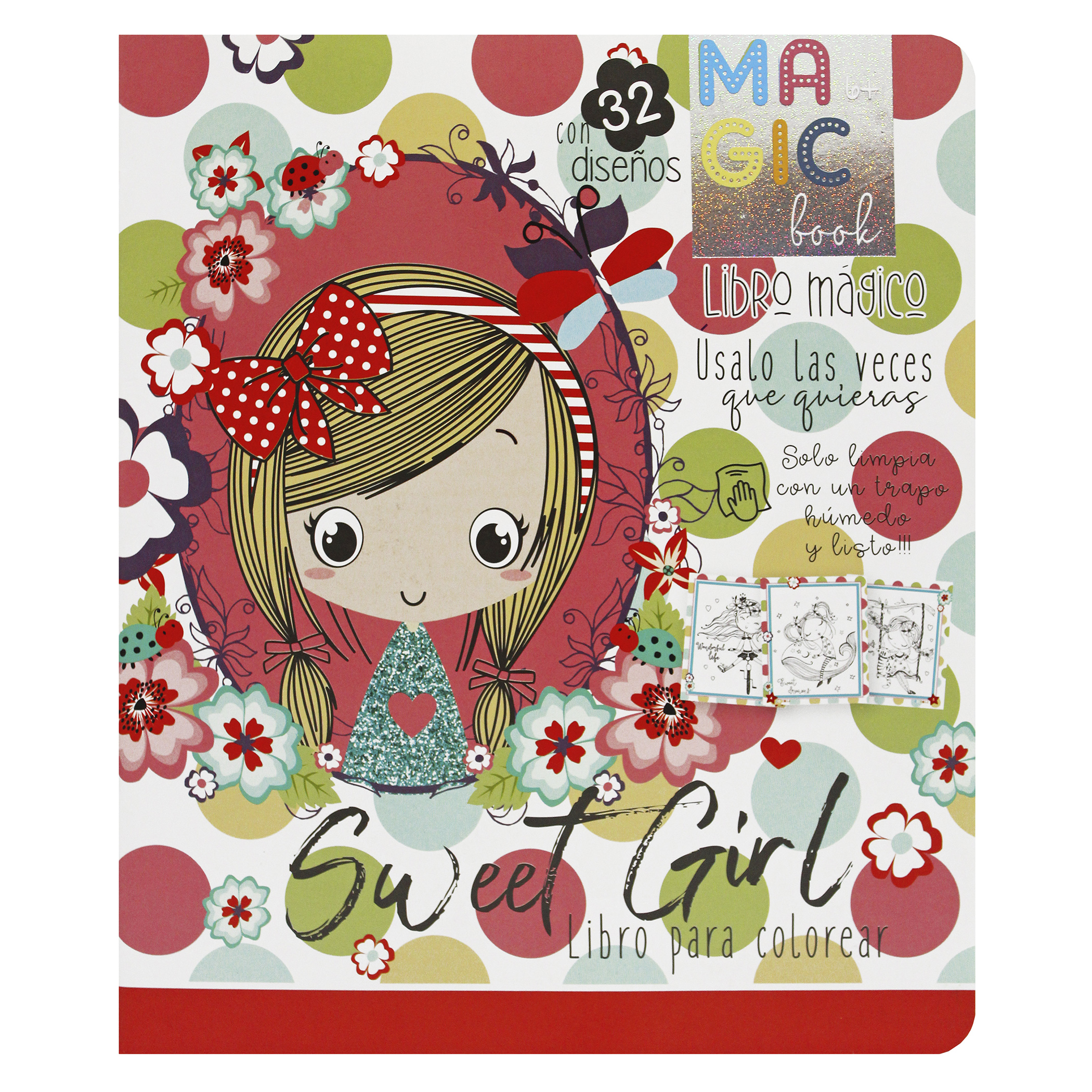 Princesas, Sweet Girl, 2 libros para colorear, borrables, incluye 24 plumones y 12 colores, disney