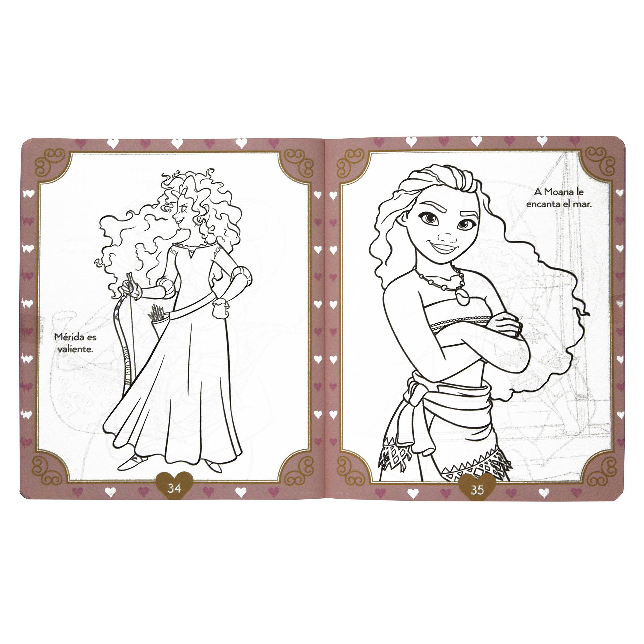 Princesas, Sweet Girl, 2 libros para colorear, borrables, incluye 24 plumones y 12 colores, disney