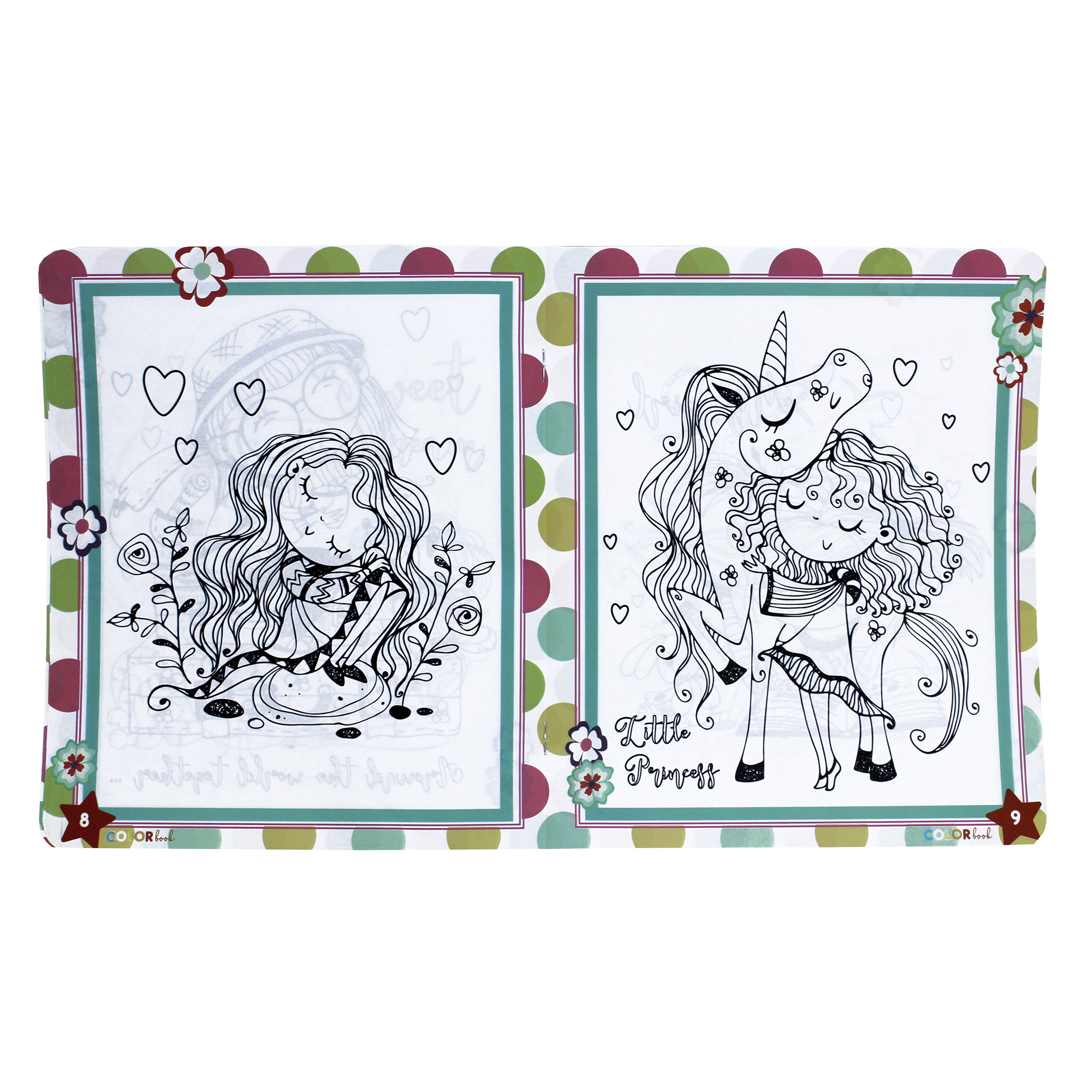 Princesas, Sweet Girl, 2 libros para colorear, borrables, incluye 24 plumones y 12 colores, disney