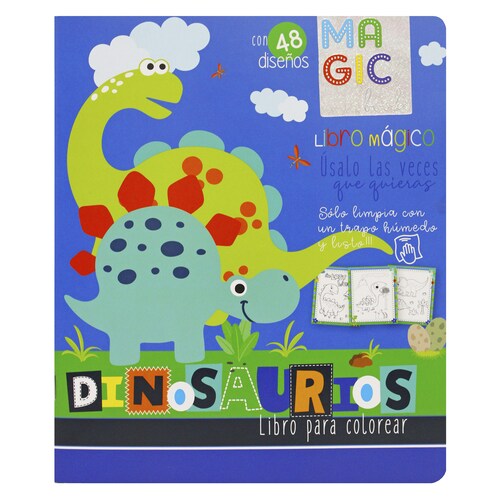 Dinosaurios, Marcianos, Robots, 3 libros para colorear, borrables, incluye 24 plumones y 12 colores 