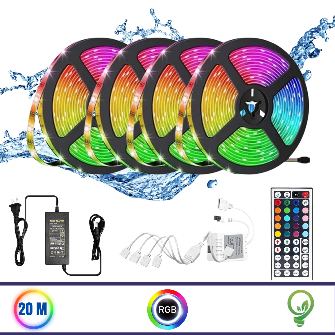 Tira led RGB 5050 20 metros (4x5) Luces para Decoración Anti Agua DOSYU