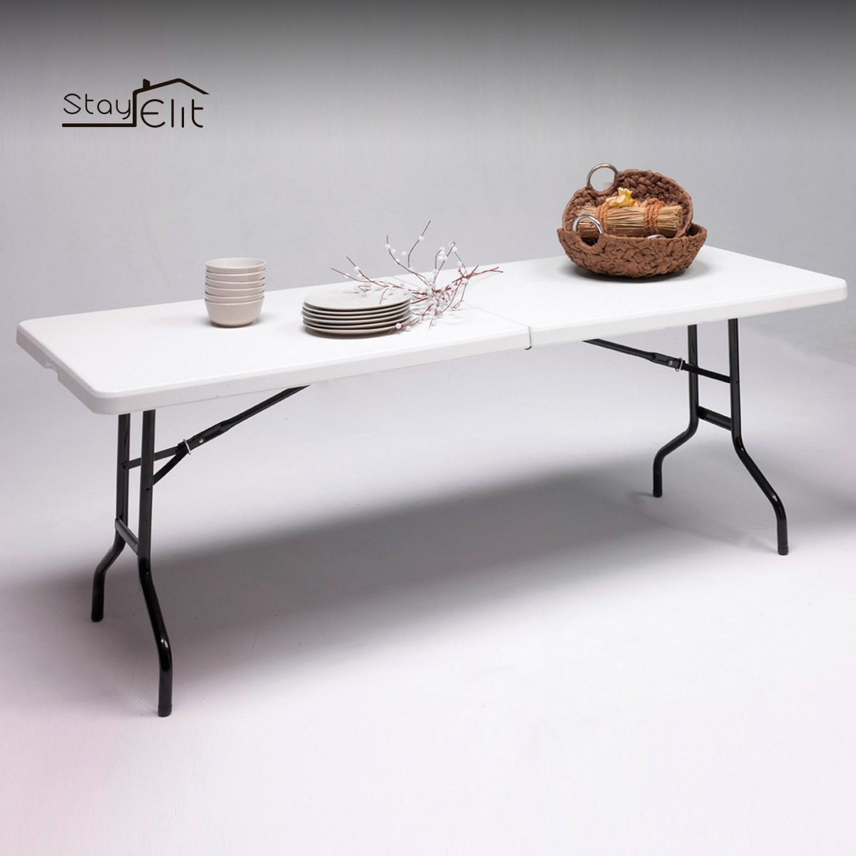Mesa Plegable Portafolio Plastico 1.80m Resistente Stay Elit					.