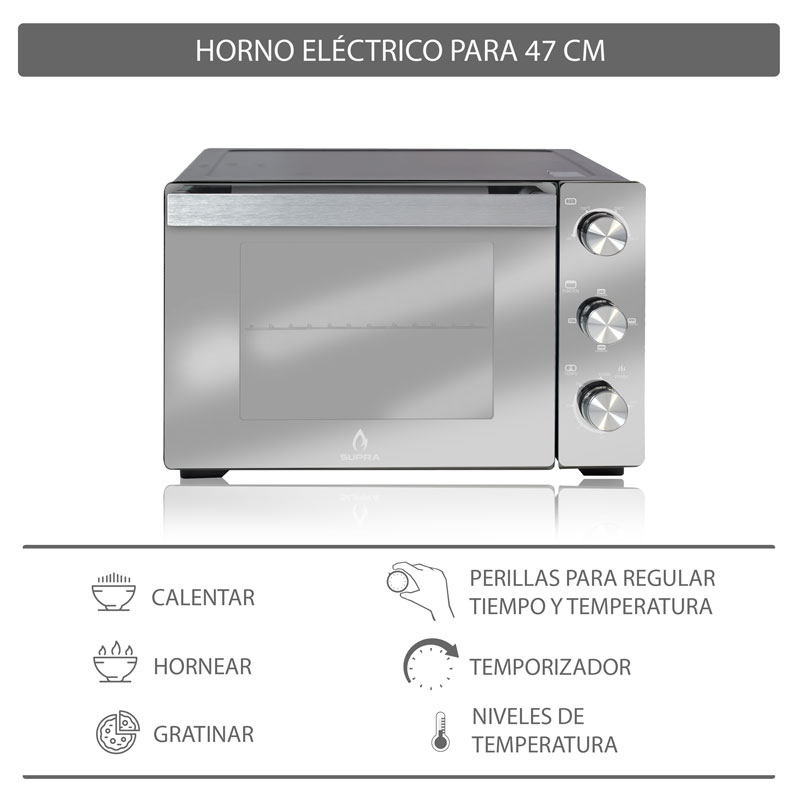 Horno Eléctrico con puerta de cristal templado acabado espejo SUPRA SPECCHIO