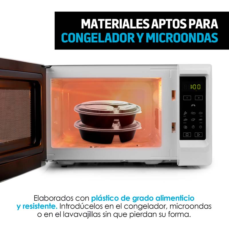 Contenedores para Alimentos 800ml Bento 3 Compartimentos 21pz Redlemon
