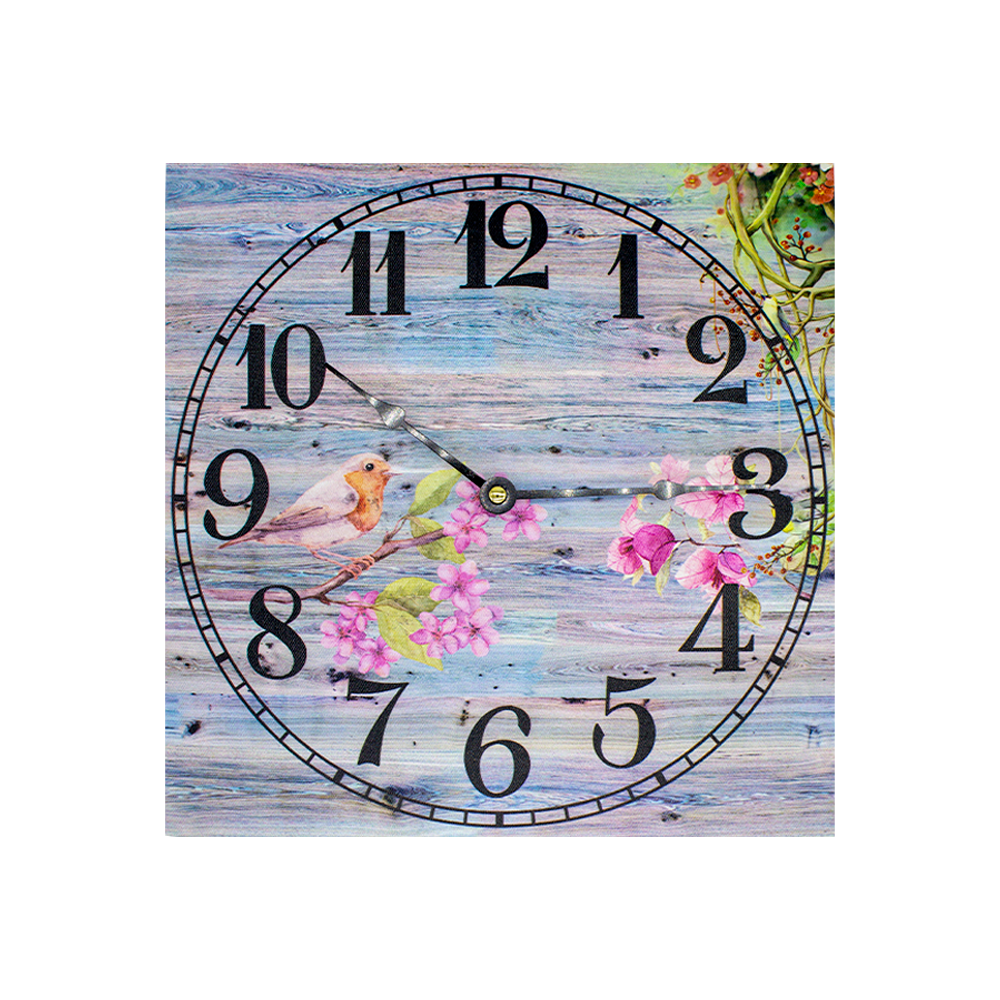 Reloj De Pared Vintage Grande Cuadrado 30 Cm De Madera Mdf Multicolor