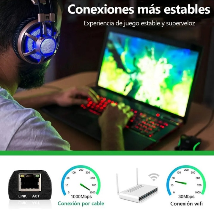 Adaptador Usb 3.0 A Rj45 Ethernet Red 1000 Mbps Para Laptop