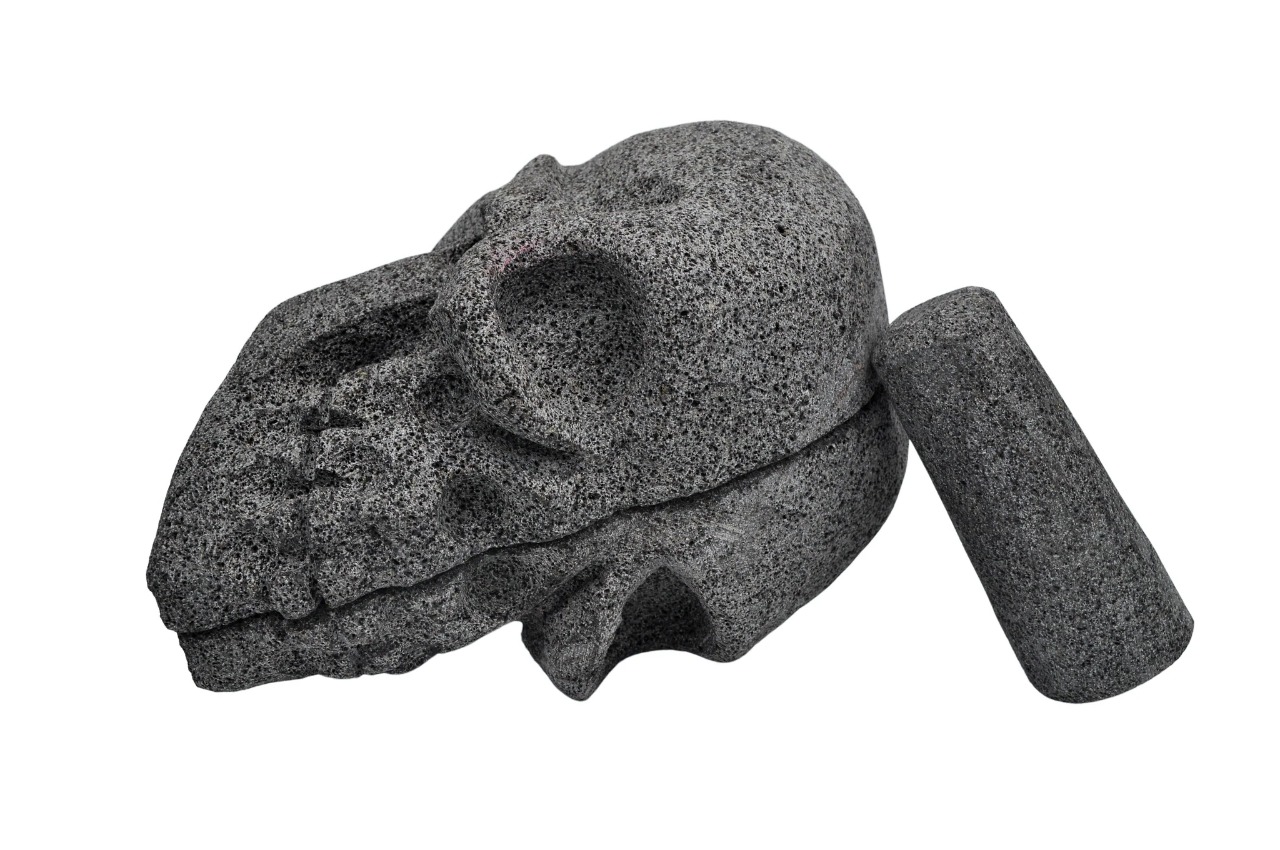 Molcajete Mexicano en Forma de Calavera Craneo 2 piezas en 1