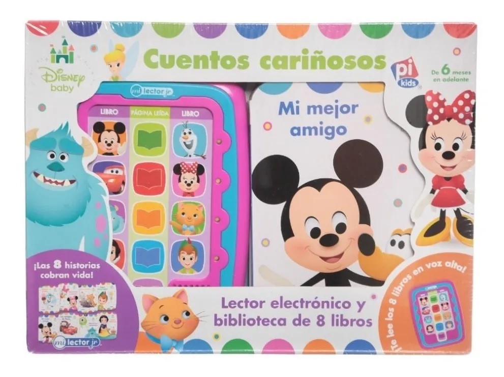 Libro Lector Mágico Con Sonido Cuentos Cariñosos Disney Baby 8 Libros + Lector 