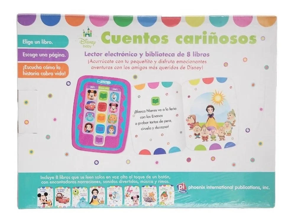 Libro Lector Mágico Con Sonido Cuentos Cariñosos Disney Baby 8 Libros + Lector 