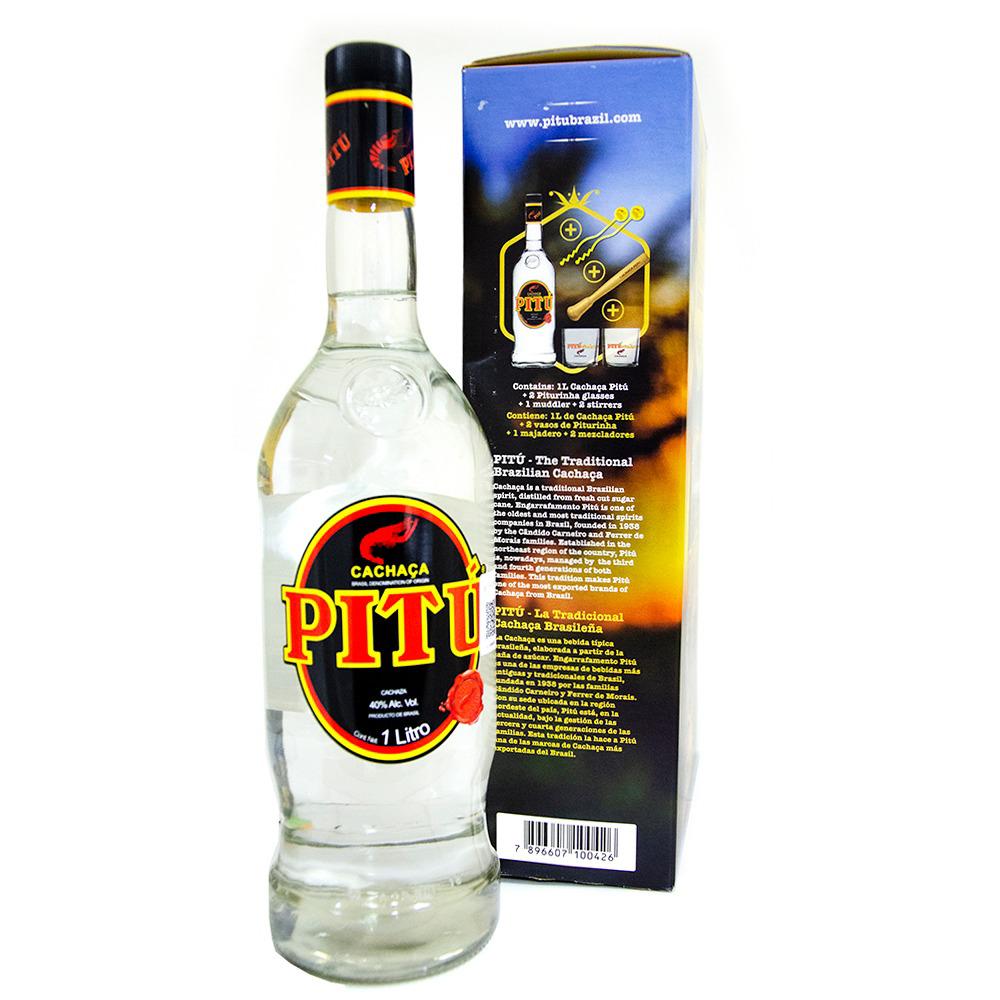 Cachaca Pitú 1l Con Vasos