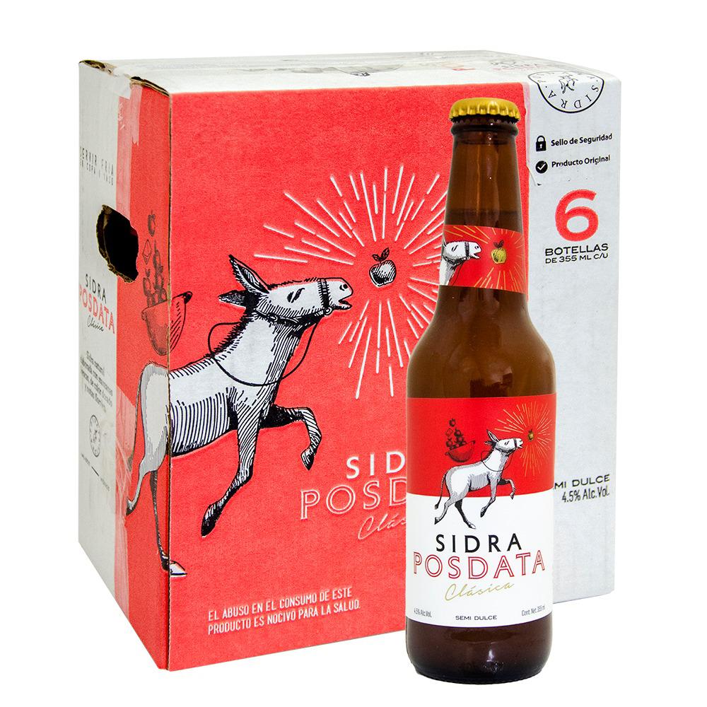 Six Pack Sidra Artesanal Mexicana Posdata Clásica 355ml C/u