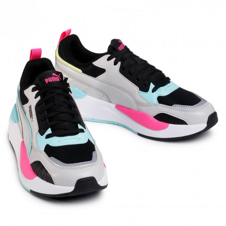 Tenis Puma X-ray 2 Square Gris Rosa Mujer 373108-04