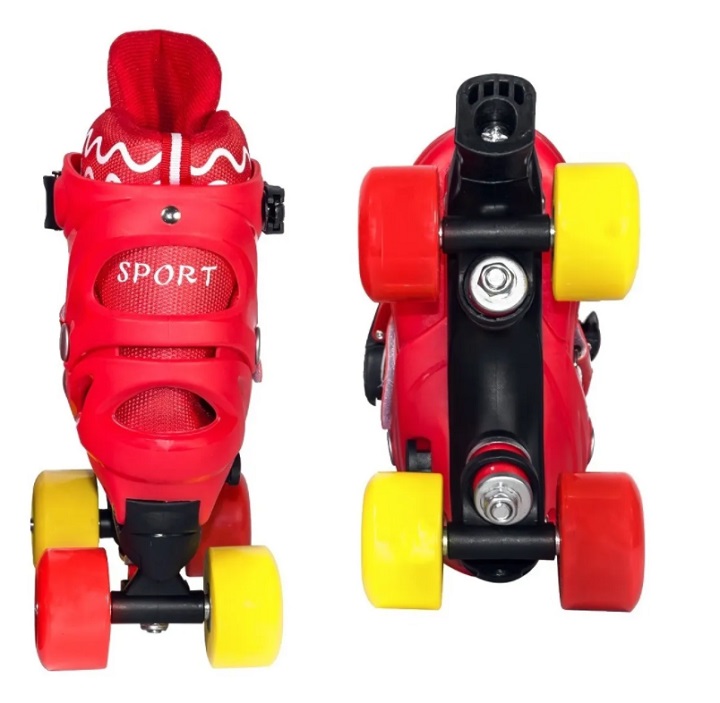 Patines De 4 Ruedas Ajustable Del 23-26 Con Protecciones Rojos