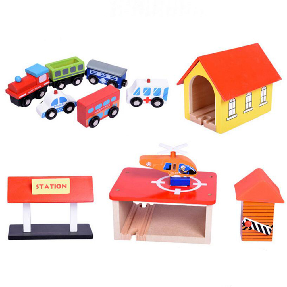 Tren de madera con 69 piezas 