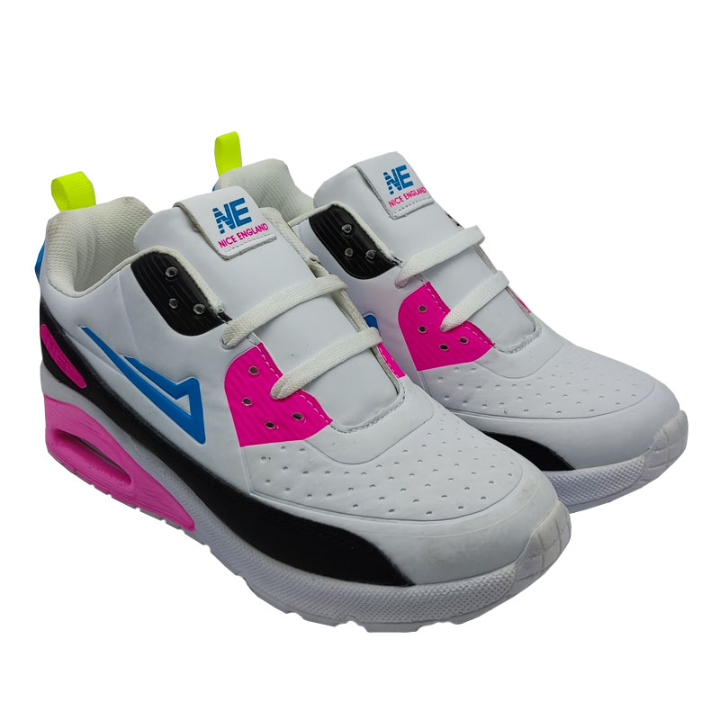 Tenis Nice England 7049 Blanco Negro Fushia Mujer Niña Válvula Correr Ejercicio