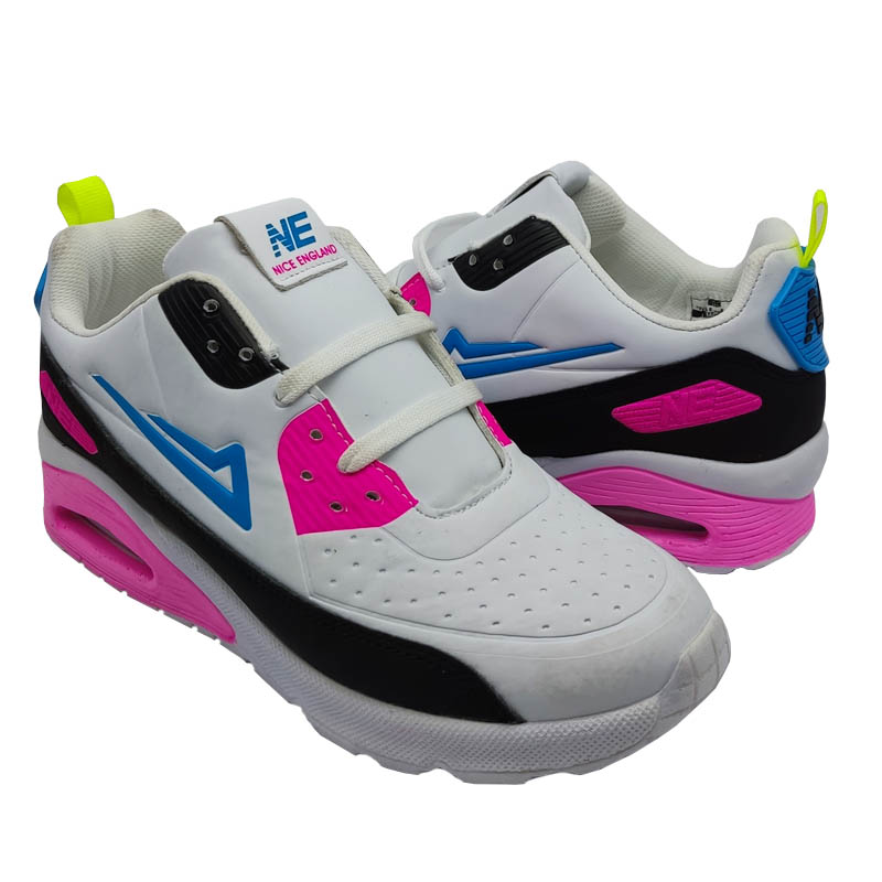 Tenis Nice England 7049 Blanco Negro Fushia Mujer Niña Válvula Correr Ejercicio