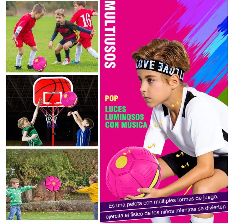 Pelota Deformable Con Luces Juguete Didáctico Para Niños Rosa