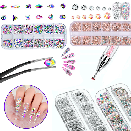 12 Cajas De Cristales surtidos para Decoración Para Uñas Nail Art Fantasy  Nails Manicura