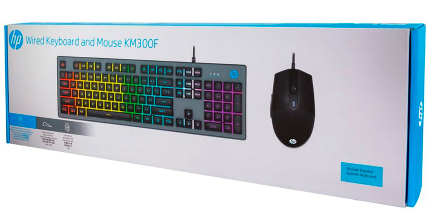 Kit Teclado Y Mouse Hp Usb Led Para Gamer Español Km300f