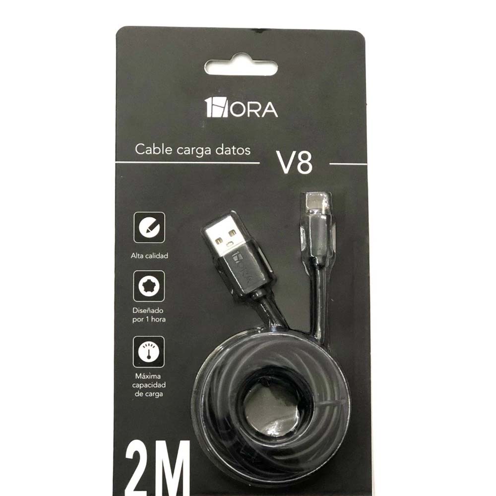 Cable Usb Carga Rapida Datos Tipo V8 1hora Andorid 2 Metros
